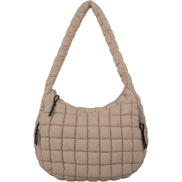 Iqimott Quilted Puffer Tote Bag Large Crossbody Shoulder Bag with Zipper - Picture 1 of 7